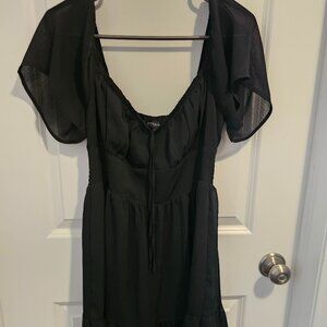 Black Off Shoulder White Dress